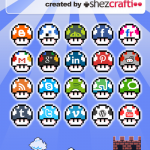 Set of 20 Power Mushroom Social Media Icons (Super Mario)