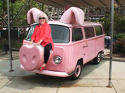 Paula Deen Riding...whatever the hell this vehicle is.