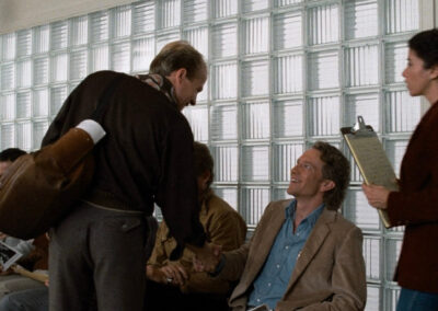 Glass block at the agency in Body Double (1984)