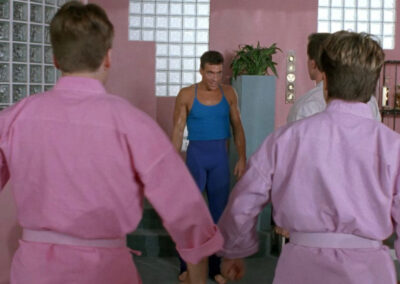 Glass block in Double Impact (1991)