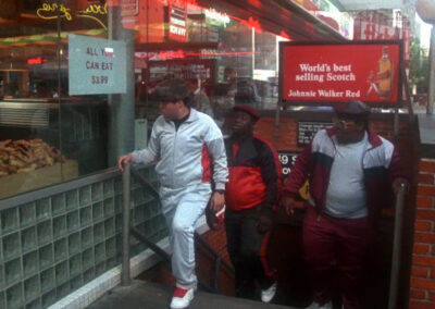 Glass block wall adorning the front of Sbarro in NYC in Krush Groove (1985)