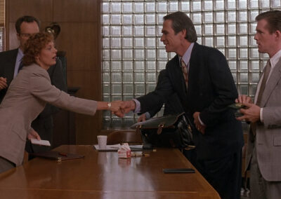 Glass block wall in the office from The Client (1994)