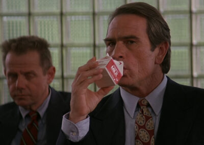 Glass block wall in the office from The Client (1994)