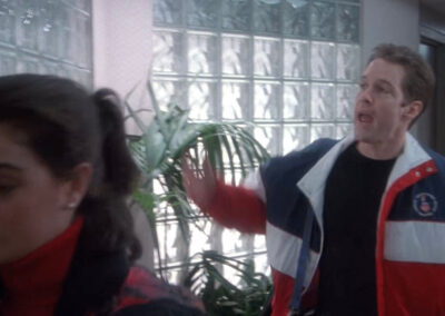 Glass block walls in the hotel in The Cutting Edge (1992)