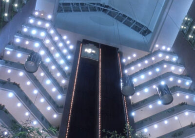 Glass block walls in the hotel in The Cutting Edge (1992)