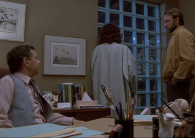 Glass block hospital walls in The Fly (1986)