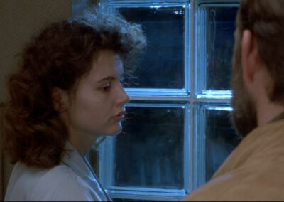 Glass block hospital walls in The Fly (1986)